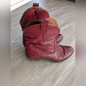 Josef Seibel Red Leather Ankle Boots